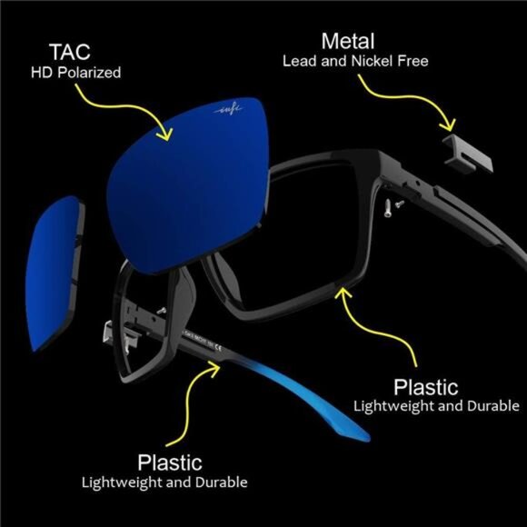 Fishing Polarized Sunglasses for Men Driving Running Golf Sports Glasses Square - Picture 4 of 7